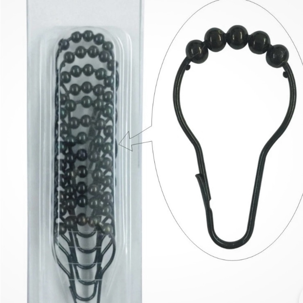 Black Beaded Shower Curtain Hooks